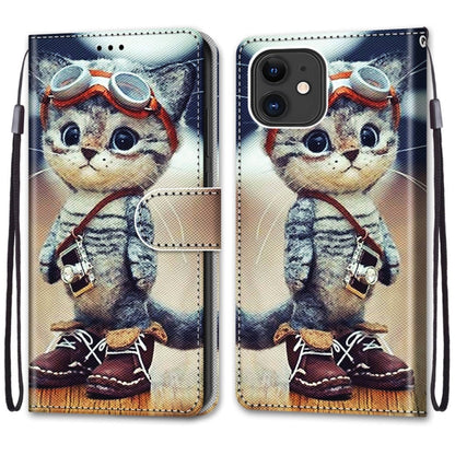 For iPhone 13 mini Coloured Drawing Cross Texture Horizontal Flip PU Leather Case with Holder & Card Slots & Wallet & Lanyard (Leather Shoes Cat) - iPhone 13 mini Cases by buy2fix | Online Shopping UK | buy2fix