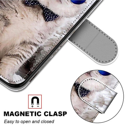 For iPhone 13 mini Coloured Drawing Cross Texture Horizontal Flip PU Leather Case with Holder & Card Slots & Wallet & Lanyard (Slant Hat Blue Mirror Cat) - iPhone 13 mini Cases by buy2fix | Online Shopping UK | buy2fix