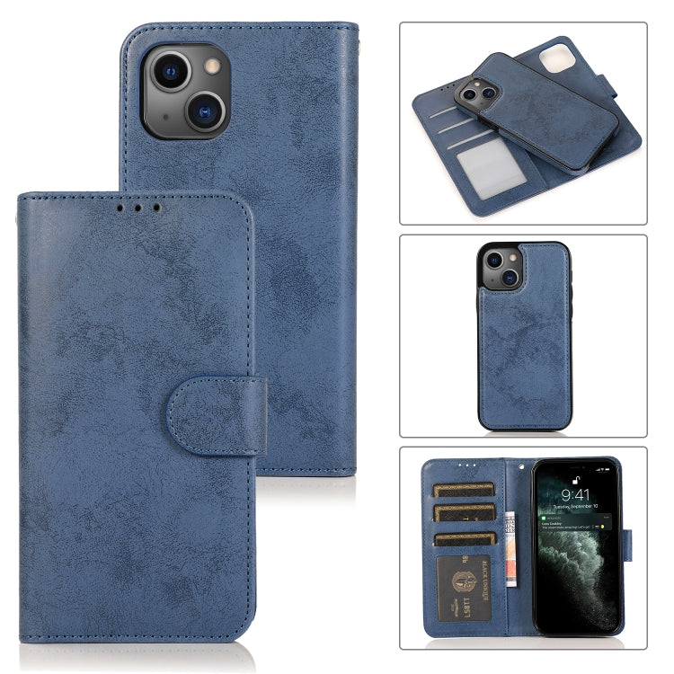 For iPhone 13 Retro 2 in 1 Detachable Horizontal Flip Leather Case with Card Slots & Wallet(Dark Blue) - iPhone 13 Cases by buy2fix | Online Shopping UK | buy2fix