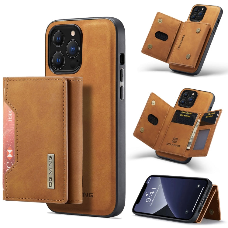 For iPhone 13 Pro DG.MING M2 Series 3-Fold Card Bag Shockproof Case with Wallet & Holder Function (Brown) - iPhone 13 Pro Cases by DG.MING | Online Shopping UK | buy2fix