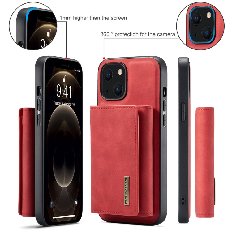 For iPhone 13 DG.MING M1 Series 3-Fold Multi Card Wallet Shockproof Case with Holder Function (Red) - iPhone 13 Cases by DG.MING | Online Shopping UK | buy2fix