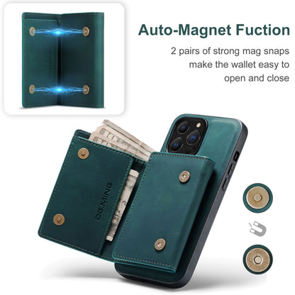 For iPhone 13 Pro DG.MING M1 Series 3-Fold Multi Card Wallet Shockproof Case with Holder Function (Green) - iPhone 13 Pro Cases by DG.MING | Online Shopping UK | buy2fix