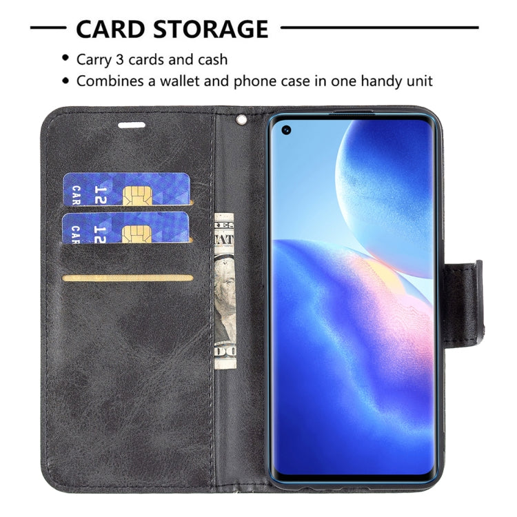 For OPPO Reno5 5G Retro Lambskin Texture Pure Color Horizontal Flip PU Leather Case with Holder & Card Slots & Wallet & Lanyard(Black) - OPPO Cases by buy2fix | Online Shopping UK | buy2fix