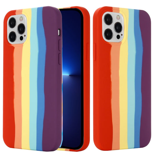 For iPhone 13 Pro Rainbow Liquid Silicone Shockproof Full Coverage Protective Case (Red) - iPhone 13 Pro Cases by buy2fix | Online Shopping UK | buy2fix