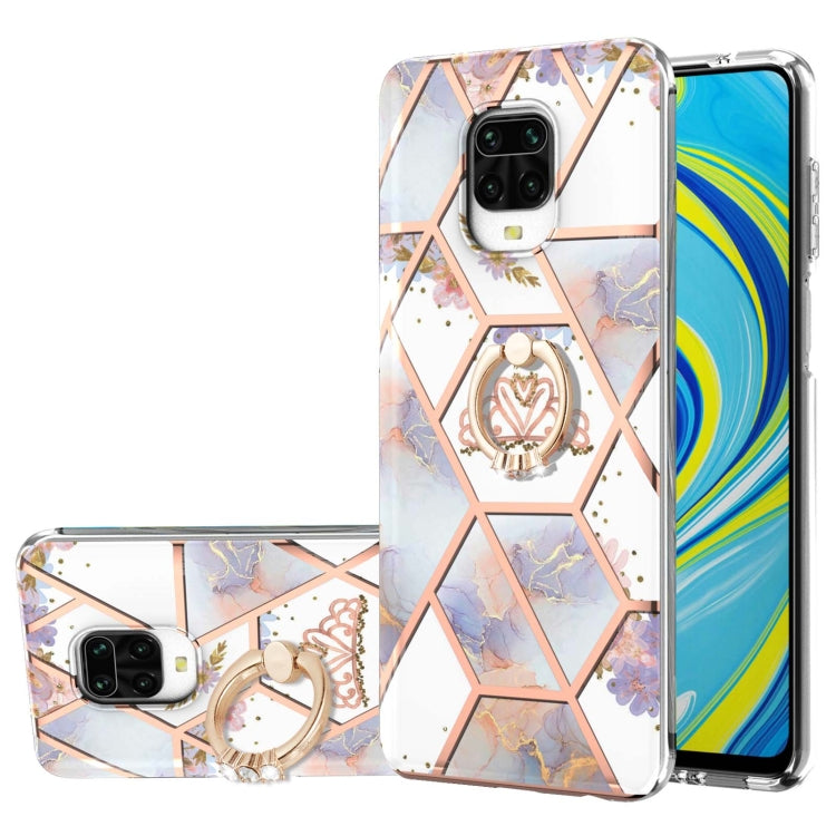 or Xiaomi Redmi Note 9S / Redmi Note 9 Pro / Redmi Note 9 Pro Max Electroplating Splicing Marble Flower Pattern TPU Shockproof Case with Rhinestone Ring Holder(Imperial Crown) - Xiaomi Cases by buy2fix | Online Shopping UK | buy2fix