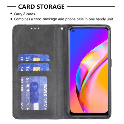 For OPPO A94 5G / F19 Pro Plus / Reno5 Z 5G Rhombus Texture Horizontal Flip Magnetic Leather Case with Holder & Card Slots(Black) - OPPO Cases by buy2fix | Online Shopping UK | buy2fix