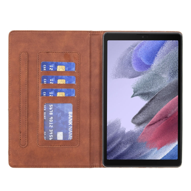 For Samsung Galaxy Tab A7 Lite SM-T220/SM-T225 Rhombus Texture Horizontal Flip Magnetic Leather Case with Holder & Card Slots(Brown) - Tab A7 Lite T220 / T225 by buy2fix | Online Shopping UK | buy2fix