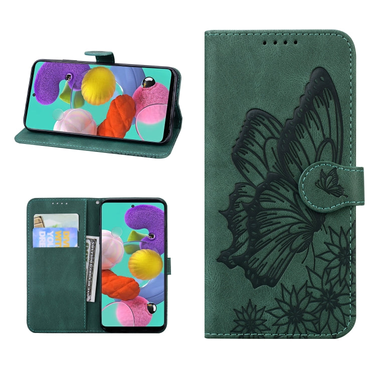 For iPhone 13 mini Retro Skin Feel Butterflies Embossing Horizontal Flip Leather Case with Holder & Card Slots & Wallet (Green) - iPhone 13 mini Cases by buy2fix | Online Shopping UK | buy2fix