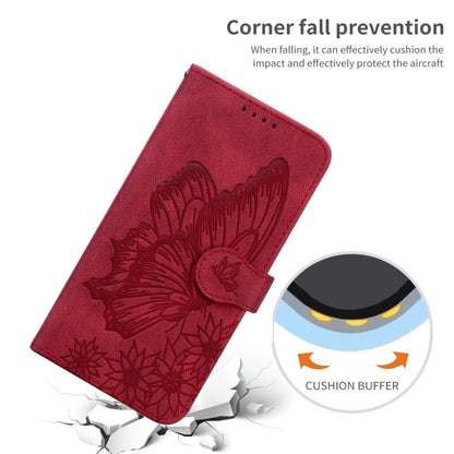 For iPhone 13 Pro Retro Skin Feel Butterflies Embossing Horizontal Flip Leather Case with Holder & Card Slots & Wallet (Red) - iPhone 13 Pro Cases by buy2fix | Online Shopping UK | buy2fix