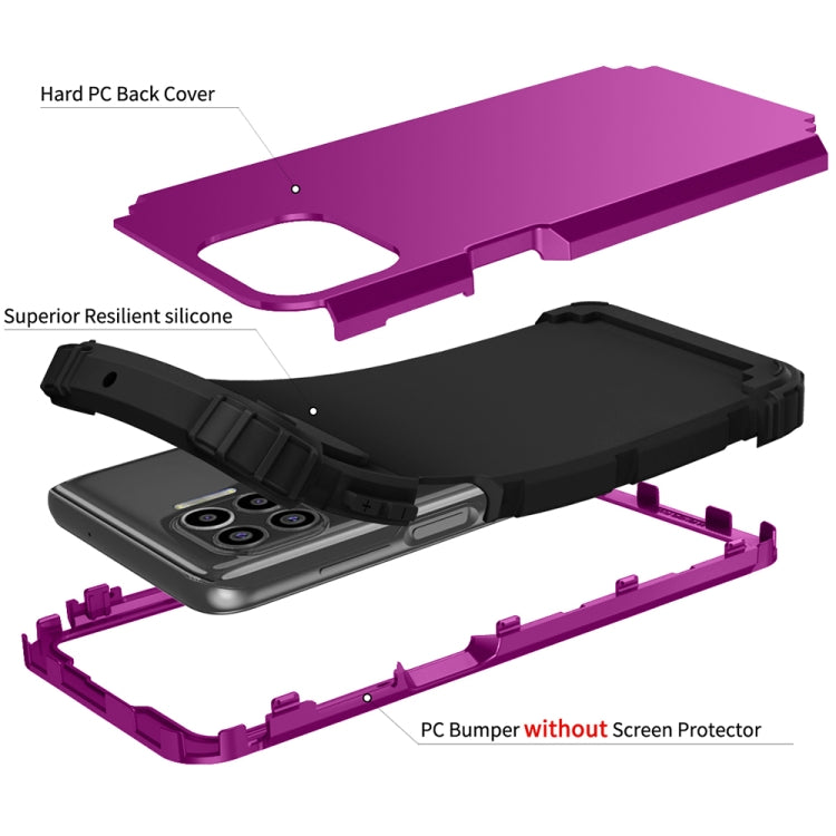 For Motorola Moto G 5G Plus 3 in 1 Shockproof PC + Silicone Protective Case(Dark Purple + Black) - Motorola Cases by buy2fix | Online Shopping UK | buy2fix