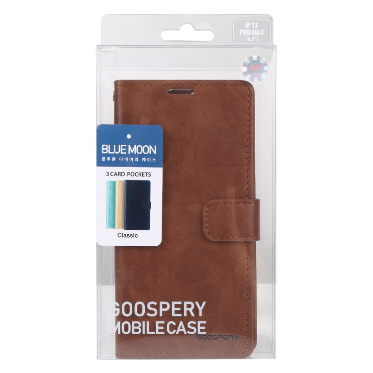 For iPhone 13 Pro GOOSPERY BLUE MOON Crazy Horse Texture Horizontal Flip Leather Case with Holder & Card Slot & Wallet (Brown) - iPhone 13 Pro Cases by buy2fix | Online Shopping UK | buy2fix