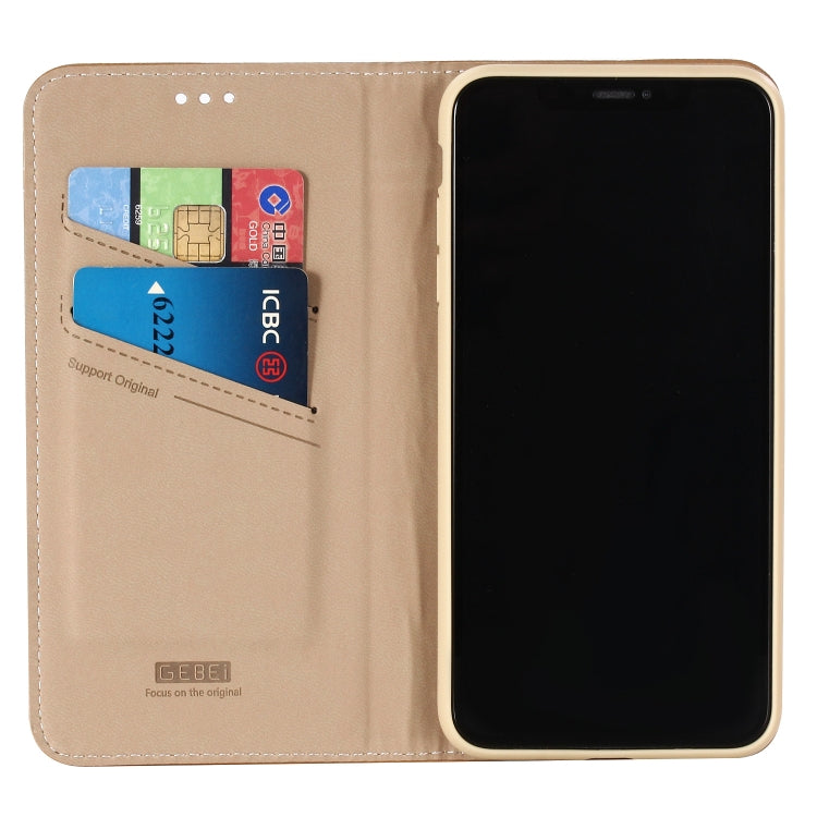 For iPhone XS / X GEBEI Top-grain Leather Horizontal Flip Protective Case with Holder & Card Slots(Khaki) - More iPhone Cases by GEBEI | Online Shopping UK | buy2fix