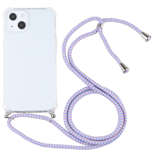 For iPhone 13 mini Four-corner Shockproof Transparent TPU Protective Case with Lanyard (Purple Blue) - iPhone 13 mini Cases by buy2fix | Online Shopping UK | buy2fix