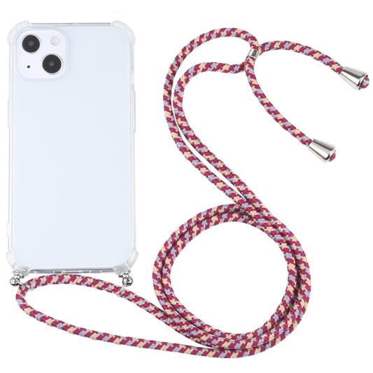 For iPhone 13 mini Four-corner Shockproof Transparent TPU Protective Case with Lanyard (Red Grey Yellow) - iPhone 13 mini Cases by buy2fix | Online Shopping UK | buy2fix