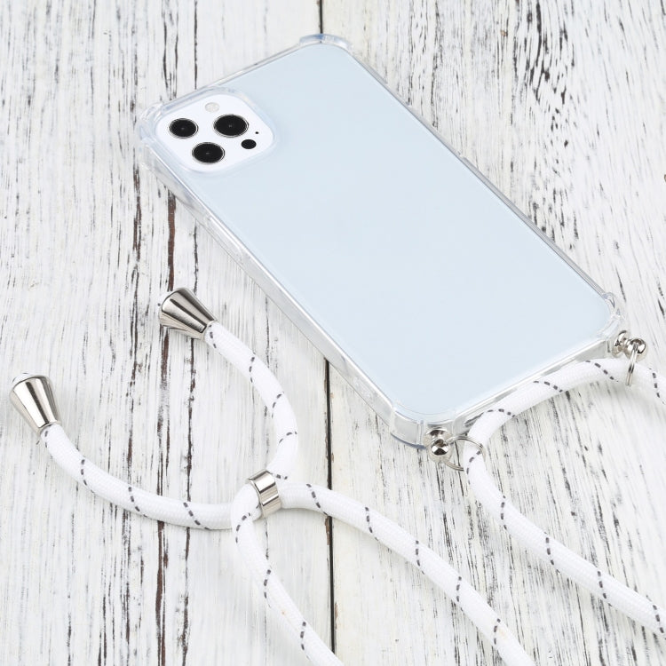 For iPhone 13 Pro Four-corner Shockproof Transparent TPU Protective Case with Lanyard (White Thin Black) - iPhone 13 Pro Cases by buy2fix | Online Shopping UK | buy2fix