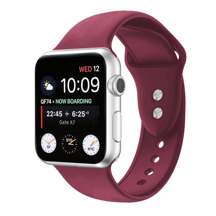 Double Nail Silicone Strap Watch Band For Apple Watch Series 9&8&7 41mm / SE 3&SE 2&6&SE&5&4 40mm / 3&2&1 38mm(Wine Red) - Watch Bands by buy2fix | Online Shopping UK | buy2fix