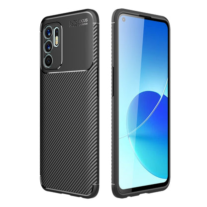 For OPPO Reno6 4G (Indonesia) Carbon Fiber Texture Shockproof TPU Case(Black) - OPPO Cases by buy2fix | Online Shopping UK | buy2fix