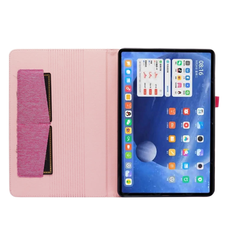 For Xiaomi Pad 5 / 5 Pro Horizontal Flip TPU + Fabric PU Leather Protective Case with Name Card Clip(Rose Red) - More Tablet Cases by buy2fix | Online Shopping UK | buy2fix