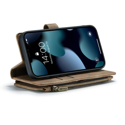 For iPhone 13 CaseMe-C30 PU + TPU Multifunctional Horizontal Flip Leather Case with Holder & Card Slot & Wallet & Zipper Pocket(Brown) - iPhone 13 Cases by CaseMe | Online Shopping UK | buy2fix