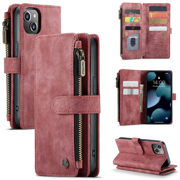 For iPhone 13 CaseMe-C30 PU + TPU Multifunctional Horizontal Flip Leather Case with Holder & Card Slot & Wallet & Zipper Pocket(Red) - iPhone 13 Cases by CaseMe | Online Shopping UK | buy2fix