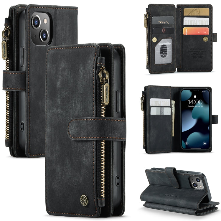 For iPhone 13 mini CaseMe-C30 PU + TPU Multifunctional Horizontal Flip Leather Case with Holder & Card Slot & Wallet & Zipper Pocket (Black) - iPhone 13 mini Cases by CaseMe | Online Shopping UK | buy2fix