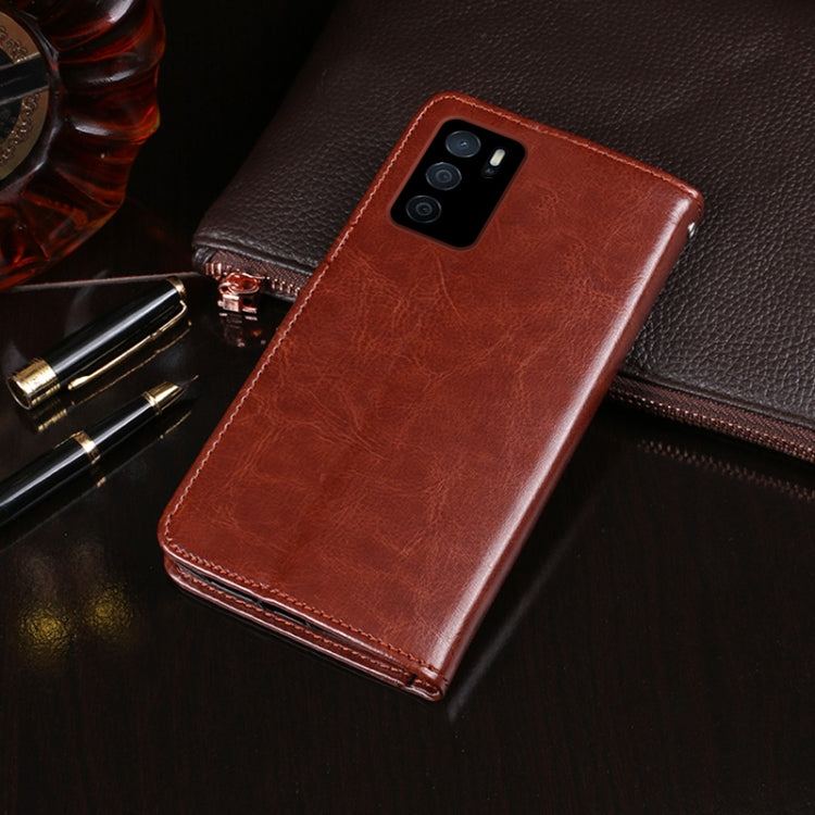 For OPPO A16s idewei Crazy Horse Texture Horizontal Flip Leather Case with Holder & Card Slots & Wallet(Brown) - OPPO Cases by idewei | Online Shopping UK | buy2fix