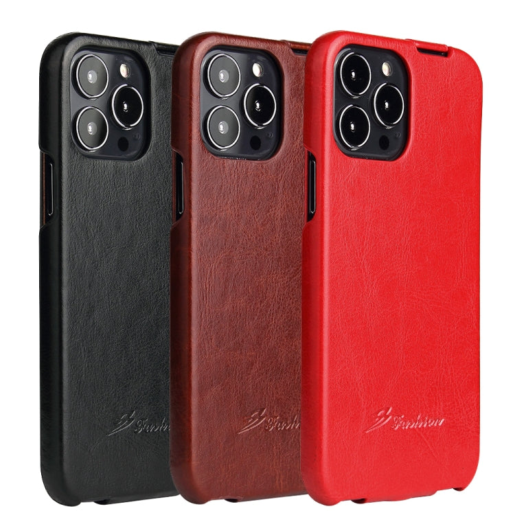 For iPhone 13 Pro Max Fierre Shann Retro Oil Wax Texture Vertical Flip PU Leather Case (Brown) - iPhone 13 Pro Max Cases by FIERRE SHANN | Online Shopping UK | buy2fix