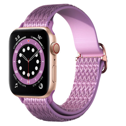 Adjustable Rhombic Texture Elastic Watch Band For Apple Watch Series 9&8&7 41mm / SE 3&SE 2&6&SE&5&4 40mm / 3&2&1 38mm(Purple) - Watch Bands by buy2fix | Online Shopping UK | buy2fix