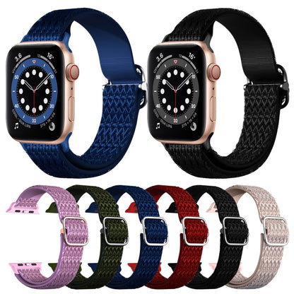 Adjustable Rhombic Texture Elastic Watch Band For Apple Watch Ultra 49mm&Watch Ultra 2 49mm / Series 9&8&7 45mm / SE 3&SE 2&6&SE&5&4 44mm / 3&2&1 42mm(Purple) - Watch Bands by buy2fix | Online Shopping UK | buy2fix