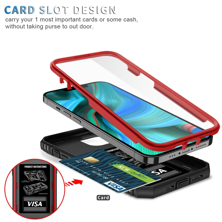 For iPhone 13 Pro Sliding Camera Cover Design TPU + PC Protective Case with 360 Degree Rotating Holder & Card Slot (Red+Black) - iPhone 13 Pro Cases by buy2fix | Online Shopping UK | buy2fix