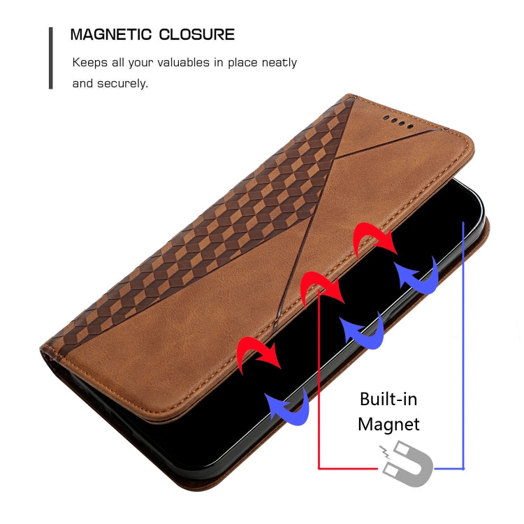 For iPhone 11 Diamond Pattern Splicing Skin Feel Magnetic Horizontal Flip Leather Case with Card Slots & Holder & Wallet (Brown) - iPhone 11 Cases by buy2fix | Online Shopping UK | buy2fix