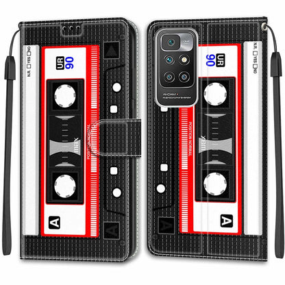 Voltage Coloured Drawing Magnetic Clasp Horizontal Flip PU Leather Case with Holder & Card Slots For Xiaomi Redmi 10(C10 Black Red Tape) - Xiaomi Cases by buy2fix | Online Shopping UK | buy2fix