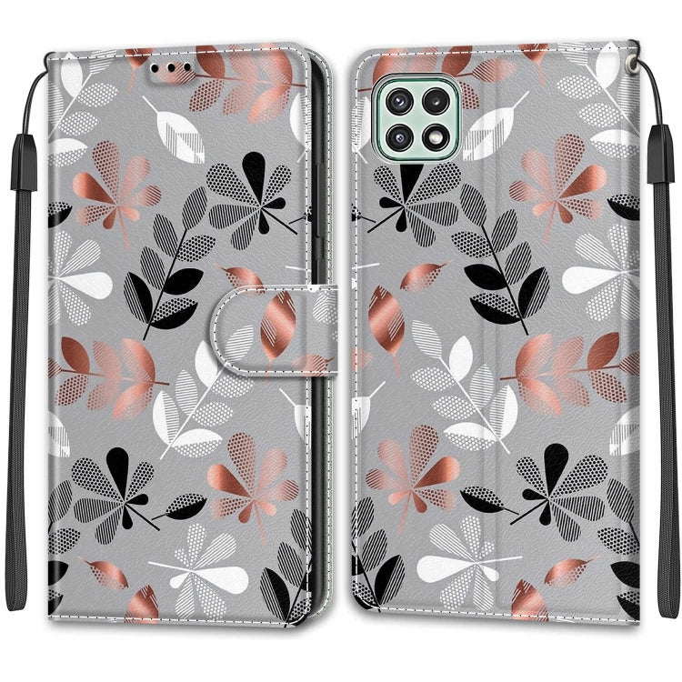 Voltage Coloured Drawing Magnetic Clasp Horizontal Flip PU Leather Case with Holder & Card Slots For Samsung Galaxy A22 5G(C19 Material Flower) - Galaxy Phone Cases by buy2fix | Online Shopping UK | buy2fix