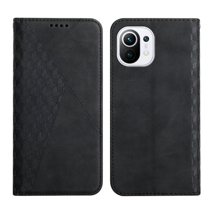 For Xiaomi Mi 11 Lite Diamond Pattern Splicing Skin Feel Magnetic Horizontal Flip Leather Case with Card Slots & Holder & Wallet(Black) - Xiaomi Cases by buy2fix | Online Shopping UK | buy2fix