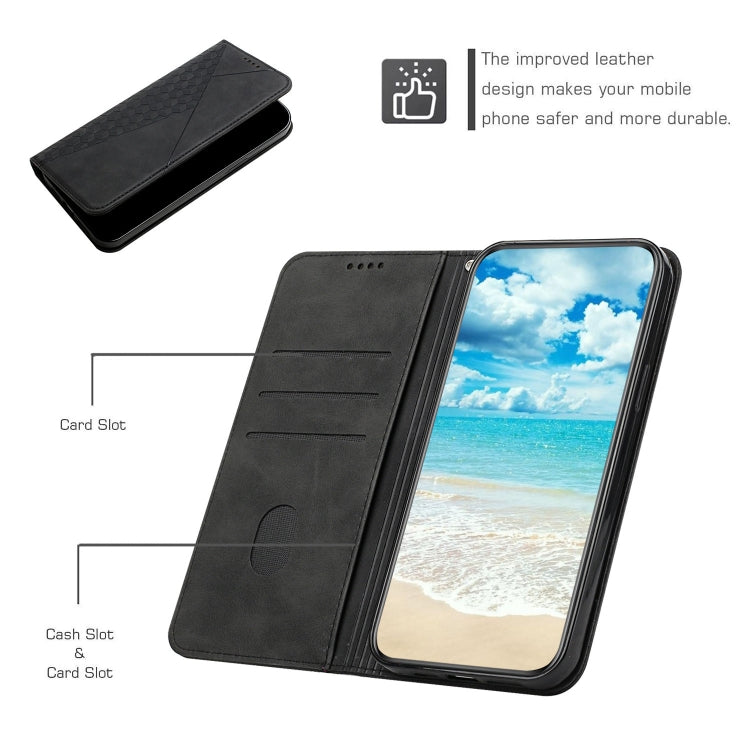 For OPPO A74 5G / A93 5G / A54 5G Diamond Pattern Splicing Skin Feel Magnetic Horizontal Flip Leather Case with Card Slots & Holder & Wallet(Black) - OPPO Cases by buy2fix | Online Shopping UK | buy2fix