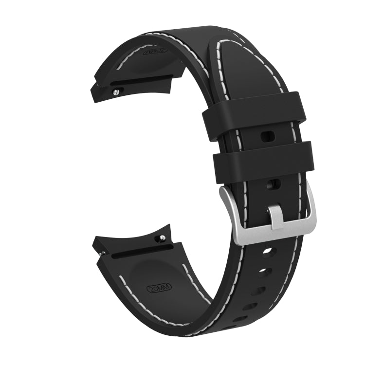 For Samsung Galaxy Watch4 / Watch4 Classic Silicone Stitching Watch Band(Black White) - Watch Bands by buy2fix | Online Shopping UK | buy2fix