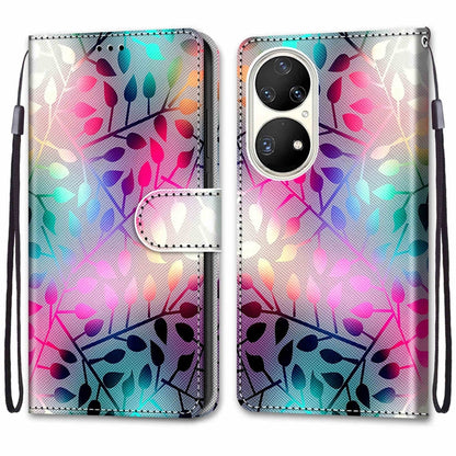 For Huawei P50 Pro Coloured Drawing Cross Texture Horizontal Flip PU Leather Case with Holder & Card Slots & Wallet & Lanyard(Translucent Glass) - Huawei Cases by buy2fix | Online Shopping UK | buy2fix