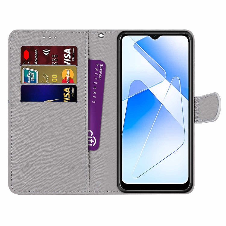 For OPPO A54 4G / A16 4G / A53s 5G / A55 5G Coloured Drawing Cross Texture Horizontal Flip PU Leather Case with Holder & Card Slots & Wallet & Lanyard(Blue Red Butterfly) - OPPO Cases by buy2fix | Online Shopping UK | buy2fix