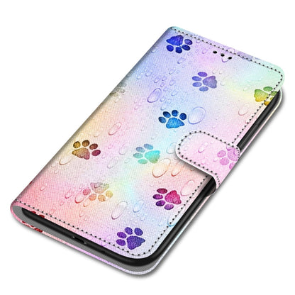 For OPPO A54 5G / A74 5G / A93 5G / A93s 5G Coloured Drawing Cross Texture Horizontal Flip PU Leather Case with Holder & Card Slots & Wallet & Lanyard(Footprint Water Drops) - OPPO Cases by buy2fix | Online Shopping UK | buy2fix