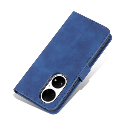 For Huawei P50 Pro AZNS Skin Feel Calf Texture Horizontal Flip Leather Case with Card Slots & Holder & Wallet(Blue) - Huawei Cases by AZNS | Online Shopping UK | buy2fix