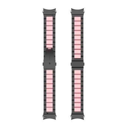 For Samsung Galaxy Watch4 / Watch4 Classic Three Strains Steel Watch Band(Black Pink) - Watch Bands by buy2fix | Online Shopping UK | buy2fix