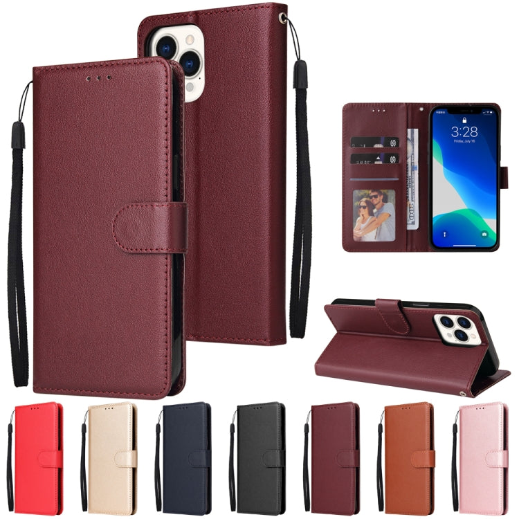 For iPhone 13 Pro Multifunctional Horizontal Flip Leather Case, with Three Card Slot & Holder & Photo Frame & Lanyard (Brown) - iPhone 13 Pro Cases by buy2fix | Online Shopping UK | buy2fix