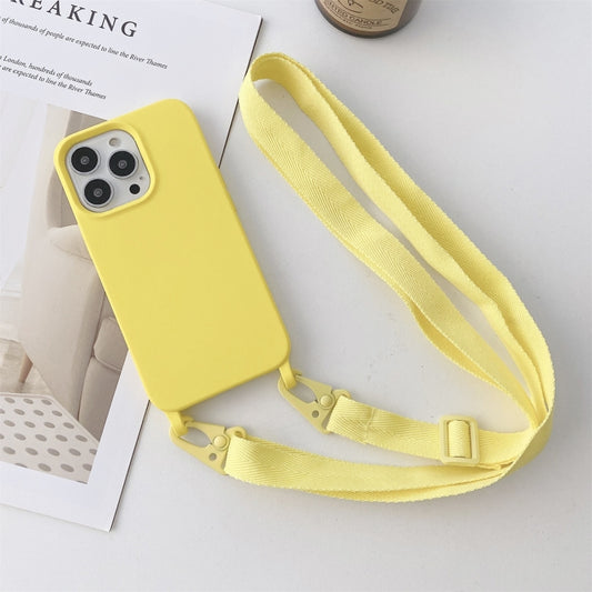 For iPhone 11 Elastic Silicone Protective Case with Wide Neck Lanyard (Yellow) - iPhone 11 Cases by buy2fix | Online Shopping UK | buy2fix