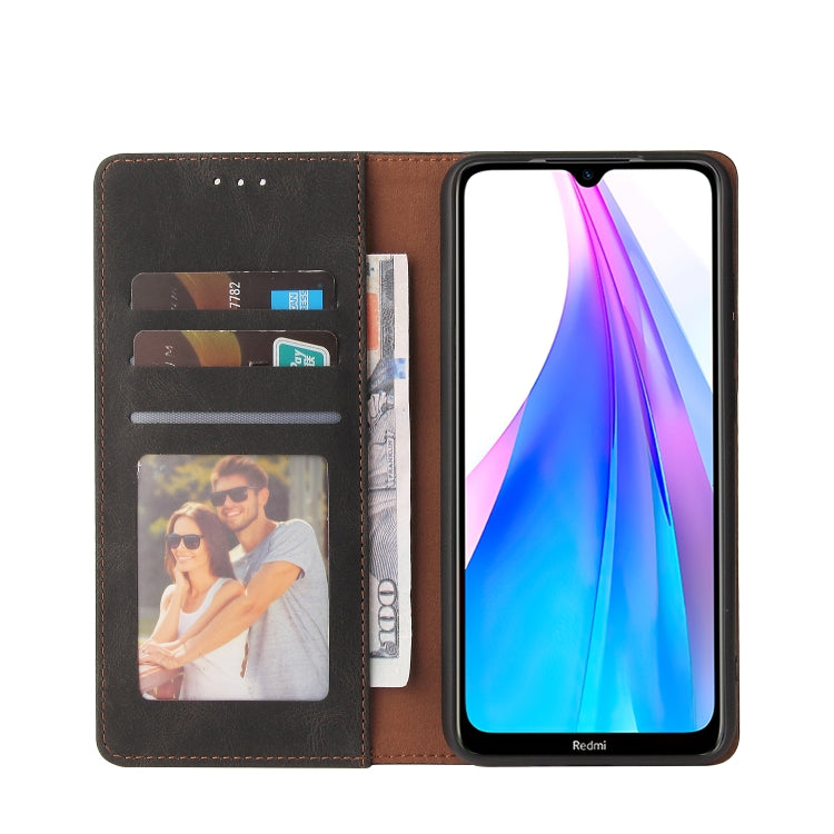 For Xiaomi Redmi Note 8T Simple Suction Closure Horizontal Flip Leather Case with Holder & Card Slot & Wallet(Black) - Xiaomi Cases by buy2fix | Online Shopping UK | buy2fix