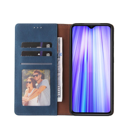 For Xiaomi Redmi Note 8 Pro Simple Suction Closure Horizontal Flip Leather Case with Holder & Card Slot & Wallet(Blue) - Xiaomi Cases by buy2fix | Online Shopping UK | buy2fix