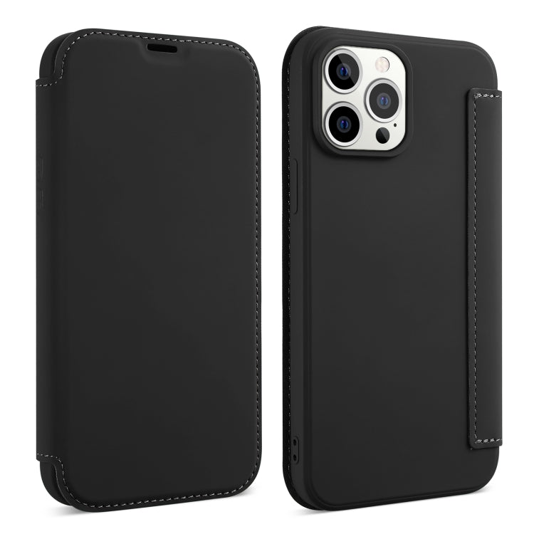 For iPhone 13 Pro Skin Feel Horizontal Flip PU Leather Case with Holder & Card Slot (Black) - iPhone 13 Pro Cases by buy2fix | Online Shopping UK | buy2fix