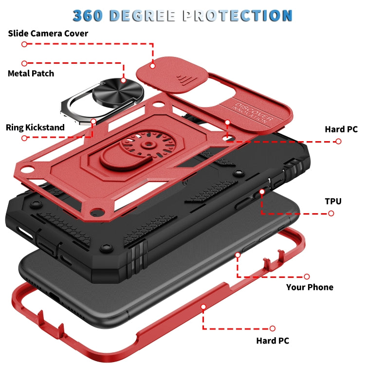 For iPhone 11 Pro Sliding Camera Cover Design TPU + PC Protective Case with 360 Degree Rotating Holder & Card Slot (Red+Black) - iPhone 11 Pro Cases by buy2fix | Online Shopping UK | buy2fix