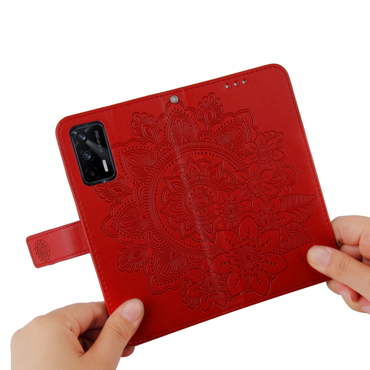 For OPPO Realme GT Master / Realme Q3 Pro 7-petal Flowers Embossing Pattern Horizontal Flip PU Leather Case with Holder & Card Slots & Wallet & Photo Frame(Red) - Realme Cases by buy2fix | Online Shopping UK | buy2fix