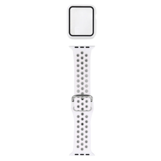 Silicone Watch Band + Protective Case with Screen Protector Set For Apple Watch Series 3 & 2 & 1 38mm(White) - Watch Bands by buy2fix | Online Shopping UK | buy2fix