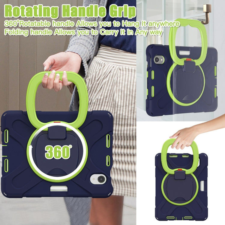 For iPad mini 6 Silicone + PC Protective Tablet Case with Holder & Shoulder Strap(Navy Blue + Lime) - iPad mini 6 Cases by buy2fix | Online Shopping UK | buy2fix